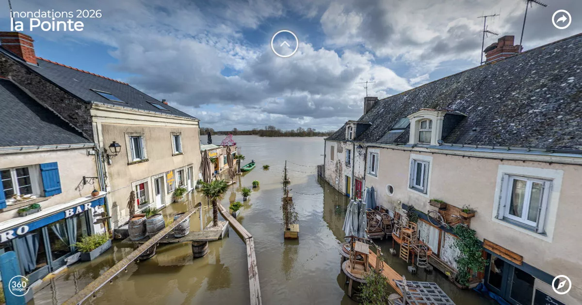 La Pointe Bouchemaine sous les inondations de 2026.