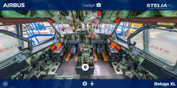 Visite virtuelle de la cabine du Beluga XL d'Airbus en cours de construction pour la partie câblage.